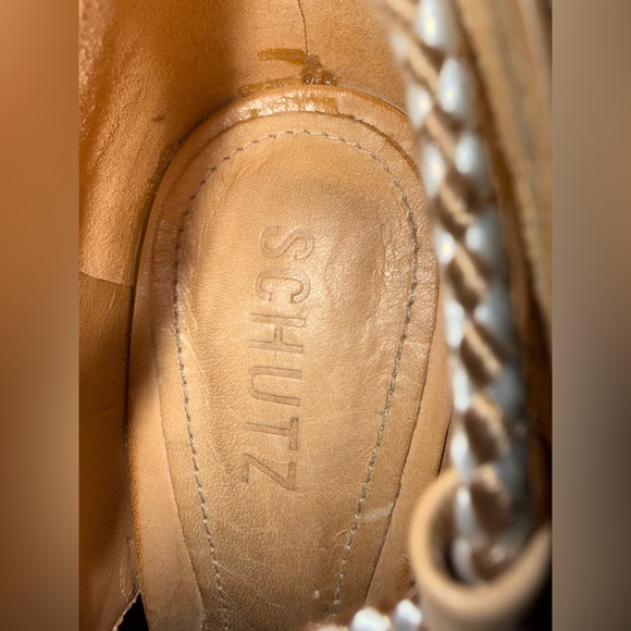 Schutz Leather Tassel Accents T-Strap Heels - Picture 9 of 11